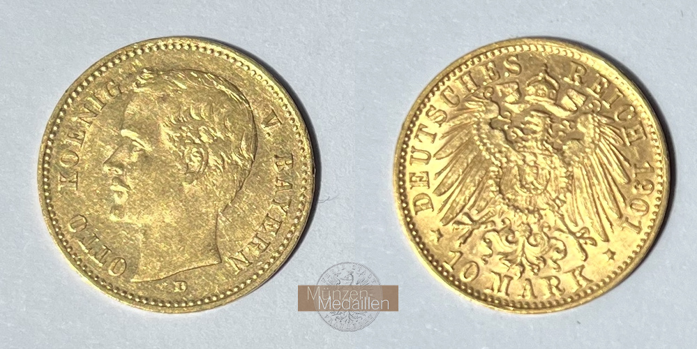 Deutsches Kaiserreich. Bayern, Otto. MM-Frankfurt Feingold: 3,58g 10 Mark 1901 D 