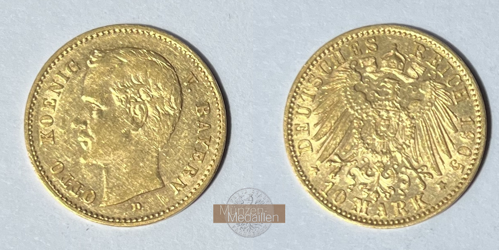 Deutsches Kaiserreich. Bayern, Otto. MM-Frankfurt Feingold: 3,58g 10 Mark 1905 D 