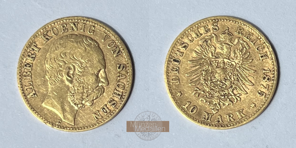 Sachsen, Kaiserreich  10 Mark MM-Frankfurt KM#1235 Feingold: 3,58g Albert 1873-1902 1875 E 