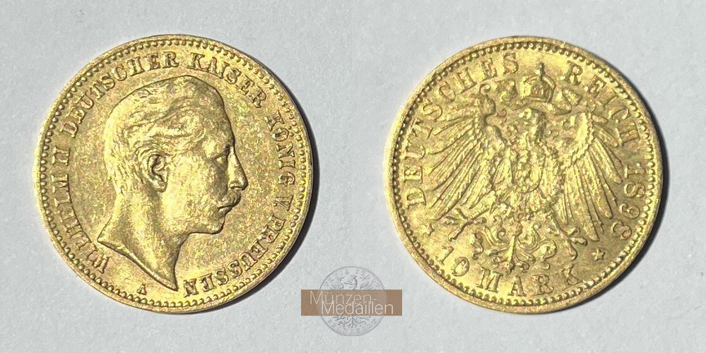 Deutsches Kaiserreich, Preussen MM-Frankfurt KM#520 Feingold: 3,58g Wilhelm II 10 Mark 1898 A 