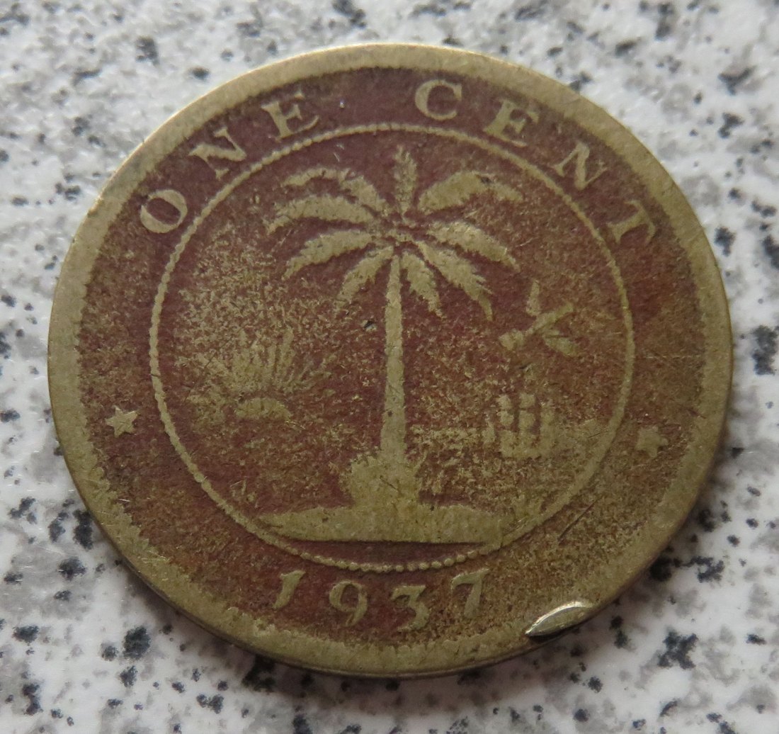  Liberia 1 Cent 1937, Belegstück   