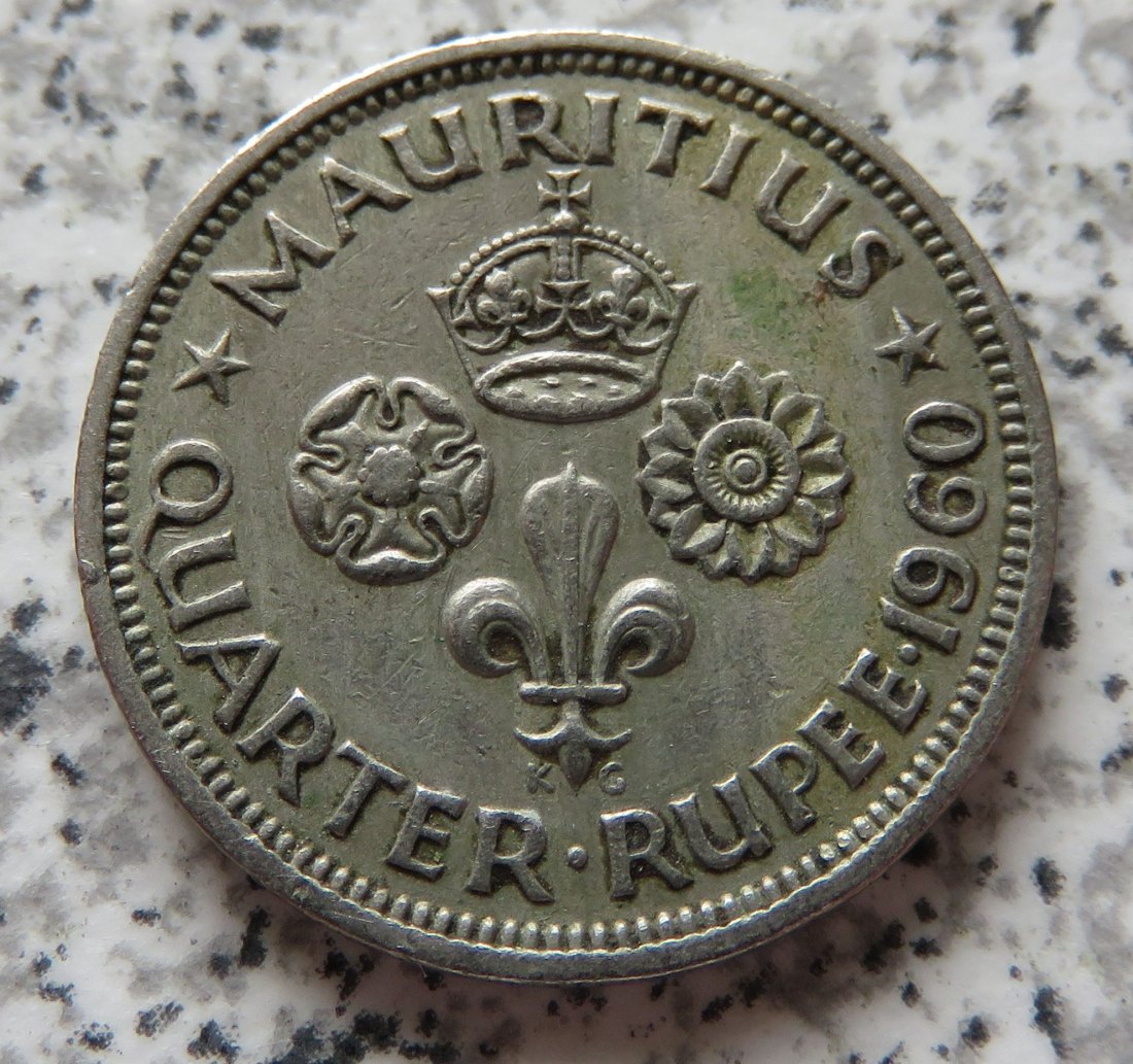  Mauritius Quarter Rupee 1960 / Mauritius 1/4 Rupee 1960   