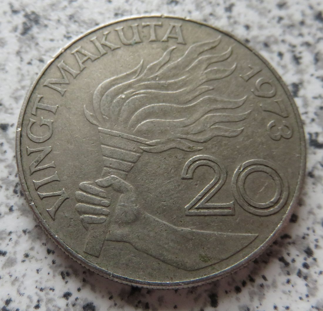  Zaire 20 Makuta 1973   