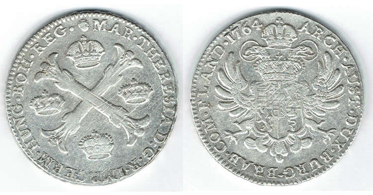 SZAIVERT RDR HABSBURG LOTHRINGEN NIEDERLANDE MARIA THERESIA KRONENTALER 1764 BRÜSSEL   