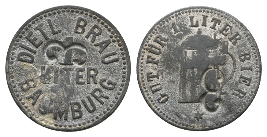  Bayern; Baumburg Dietl Bräu 1 Liter; Gut für 1 Liter Bier; gepunzt; Menzel - (vgl.1572)   