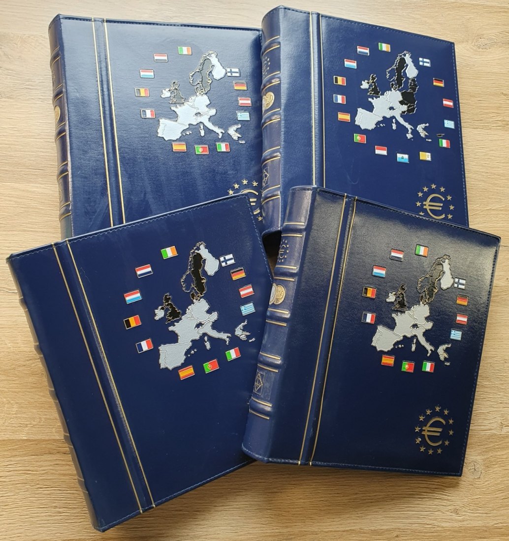 Leuchtturm Euro Münzsammel Album Vista System 4 Stück teils mit Münzblätter