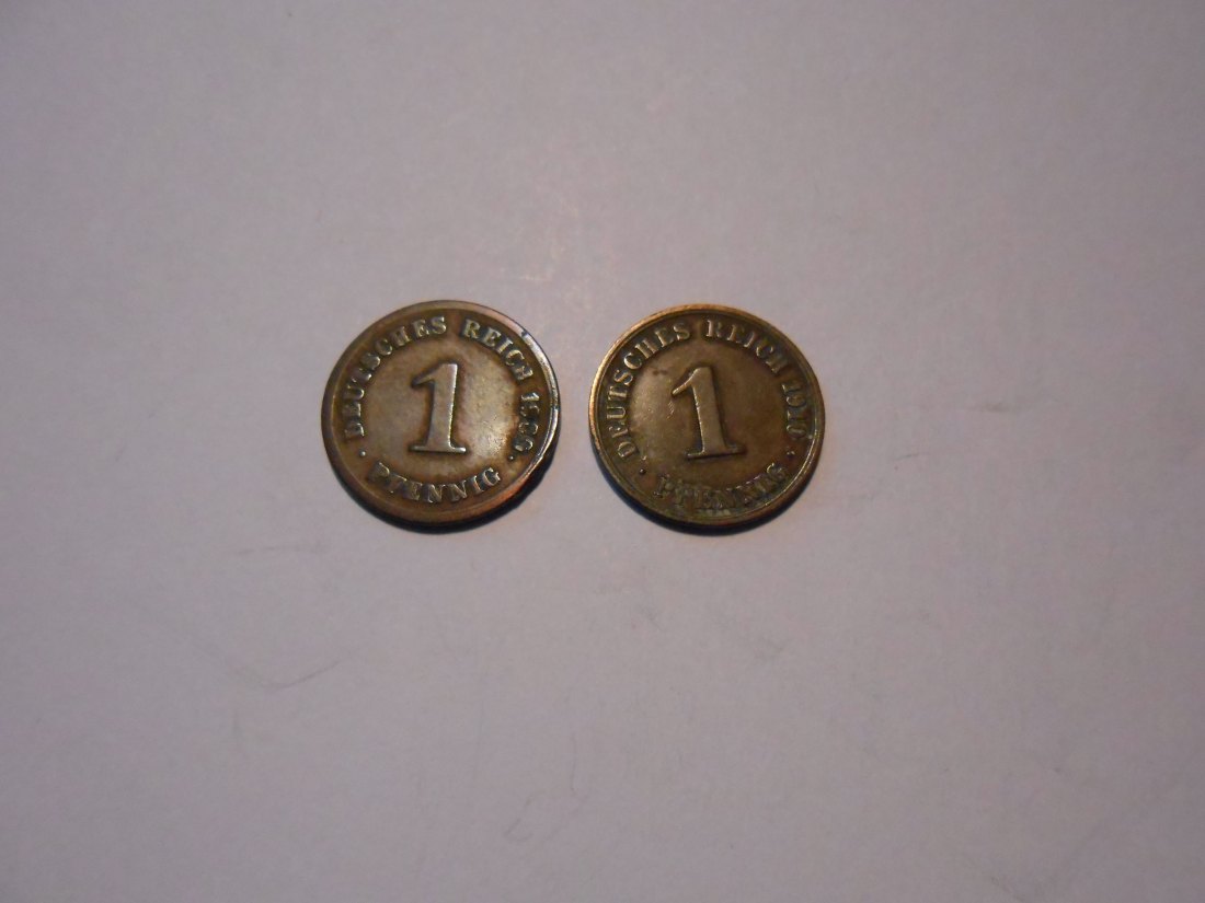  C49.°° Deutsches Kaiserreich, 2er Lot 1 Pfennig 1909 G / 1910 A   