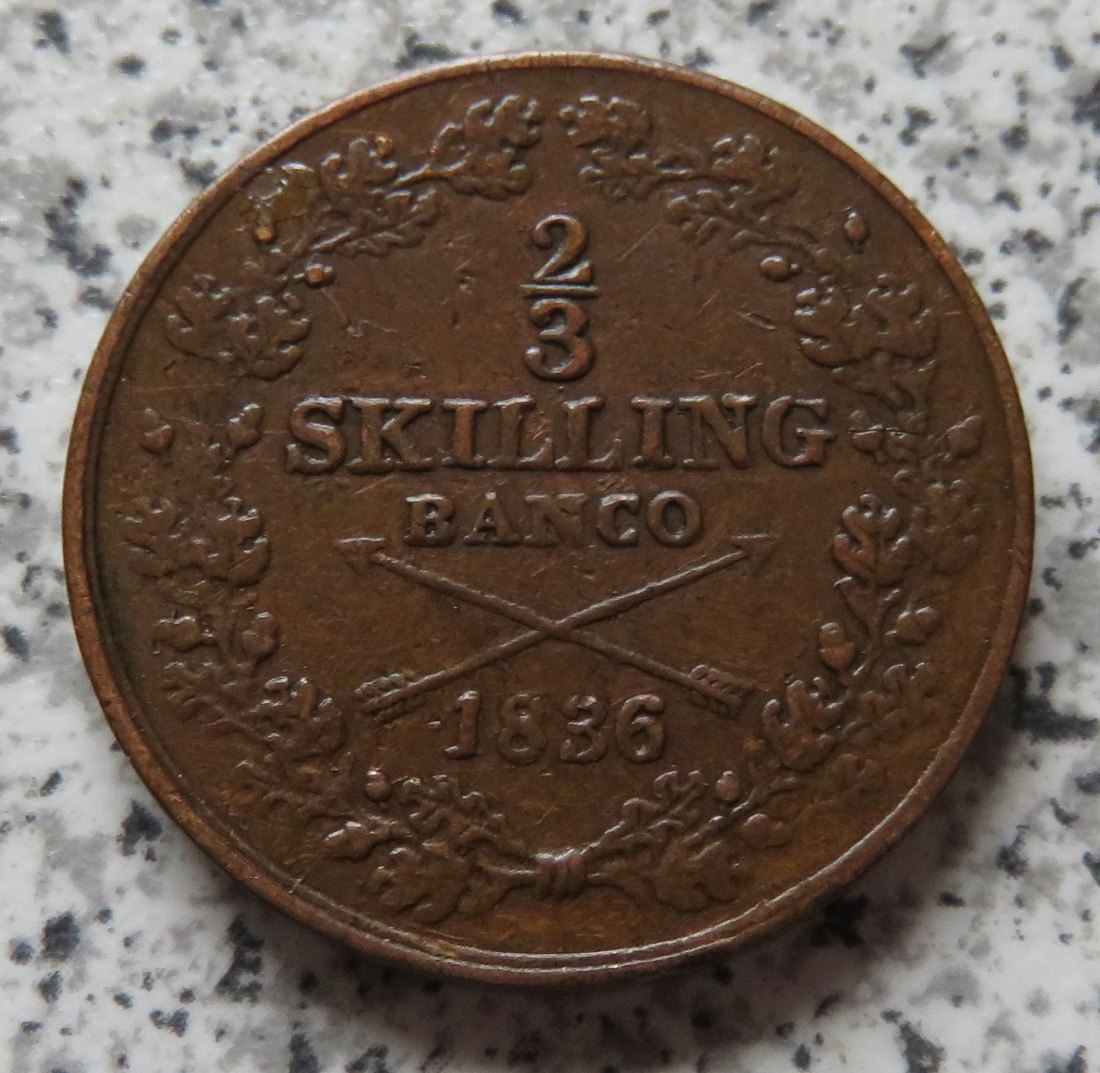  Schweden 2/3 Skilling 1836   