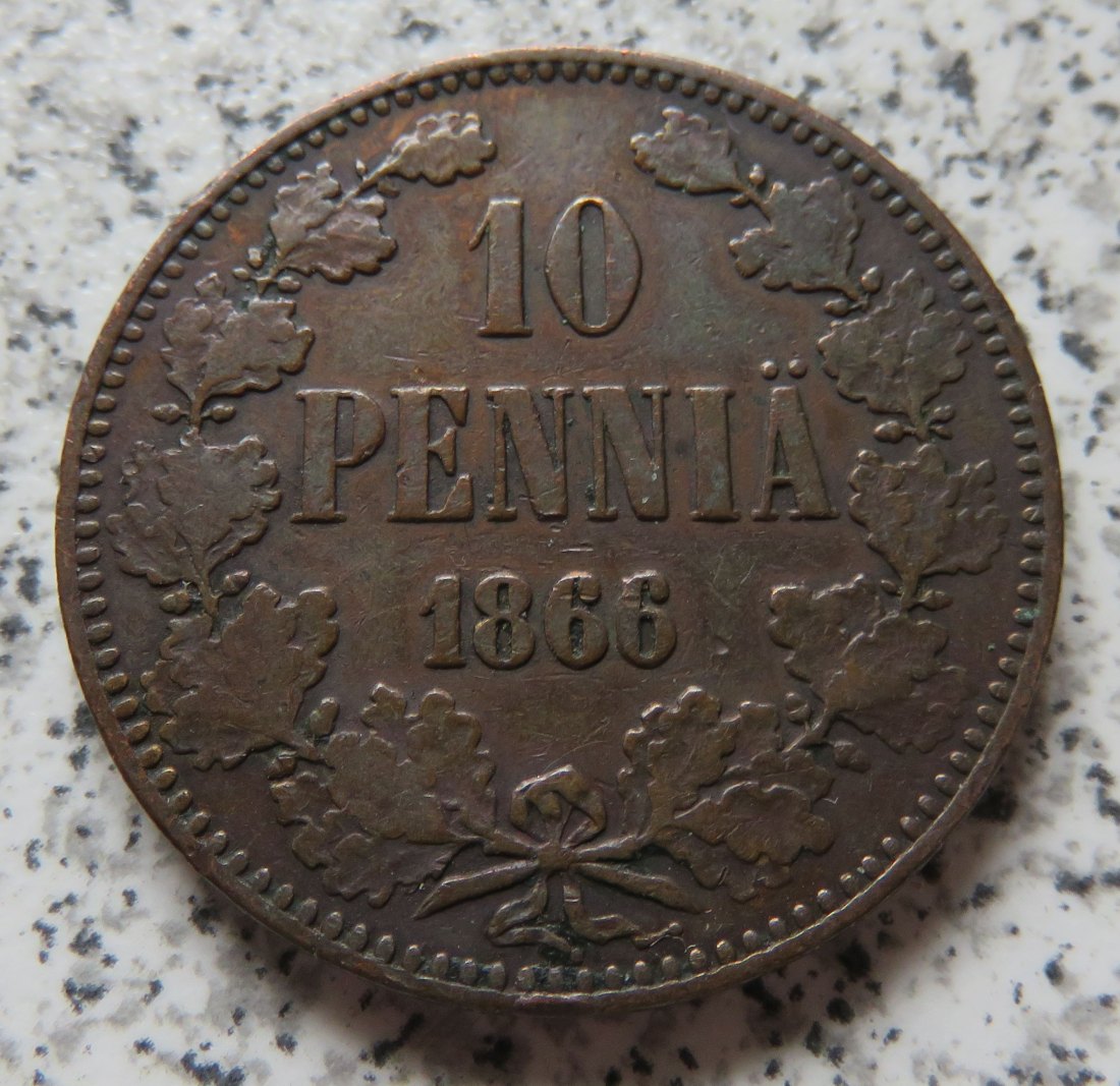  Finnland 10 Penniä 1866   