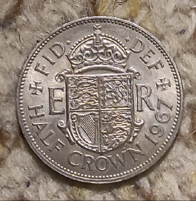  Großbritannien 1/2 Crown 1967, Elizabeth II., Pfund Sterling (Vordezimal)   