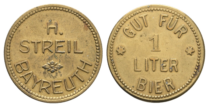  Bayern; Bayreuth; H.Streil Bayreuth; Gut für 1 Liter Bier; Menzel 1631.1   