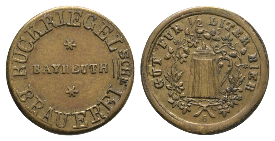  Bayern; Bayreuth; Ruckriegelsche Brauerei Bayreuth; Gut für 1/2 Liter Bier; Menzel 1645.1   