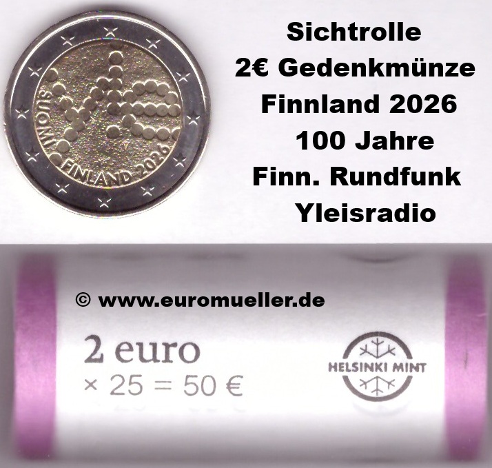 Finnland Rolle...2 Euro Gedenkmünze 2026...Rundfunk   