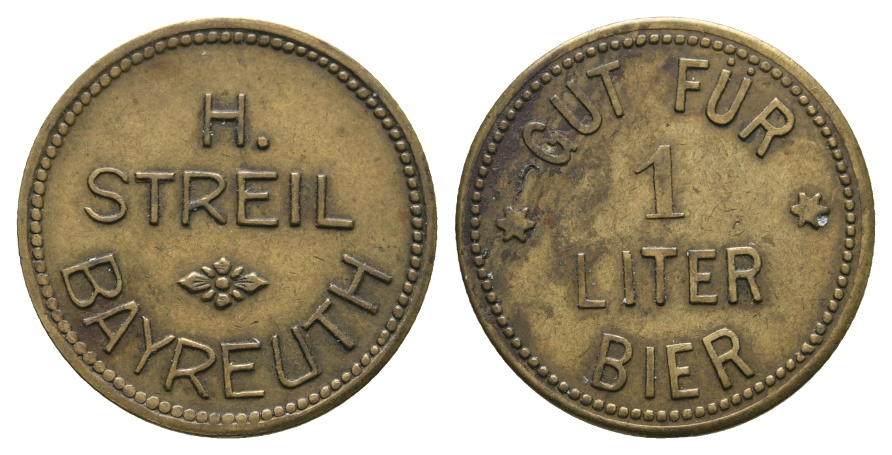  Bayern; Bayreuth; H.Streil Bayreuth; Gut für 1 Liter Bier; Menzel 1631.1   