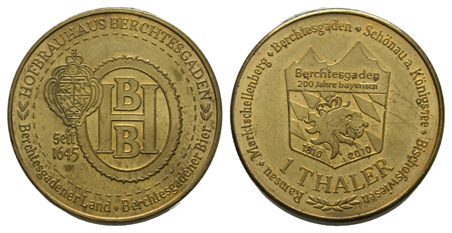  Bayern; Berchtesgadener Land, 1 Taler 2010; Messing, 20,33 g, Ø 30,4 mm   
