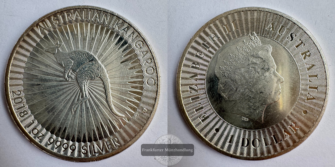  Australien 1 Dollar 2018 (2016-19) Kangaroo FM-Frankfurt KM#3234 Feinsilber: 31,06g   