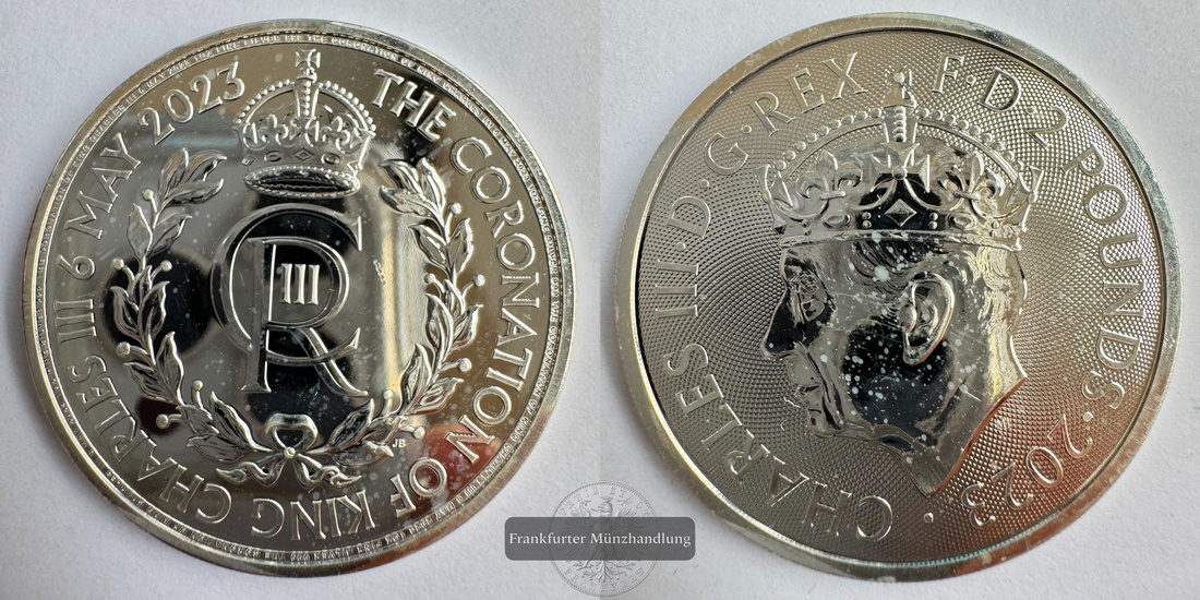  UK 2 Pounds Charles III (Coronation) 2023 FM-Frankfurt N#370269 Feinsilber: 31,2g   