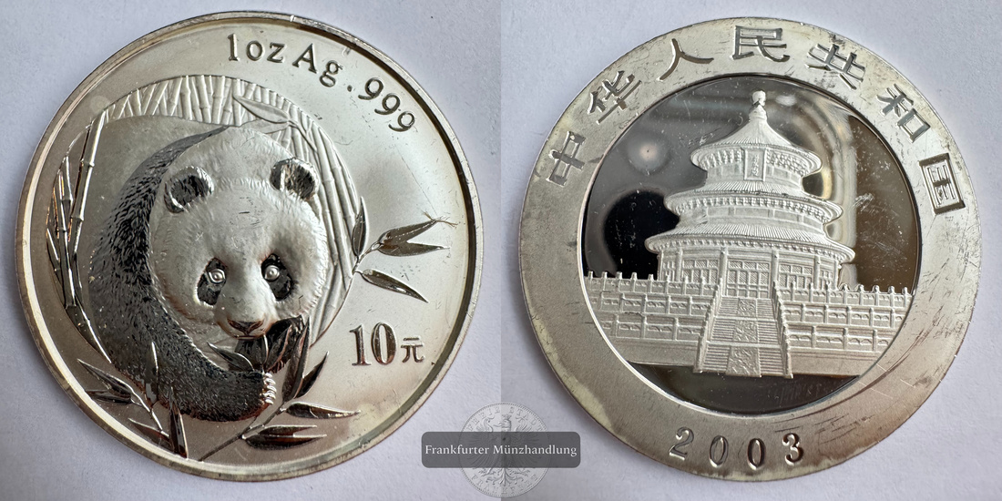  China  10 Yuan (Panda) 2003  FM-Frankfurt KM#1466 Feinsilber: 31,1g   