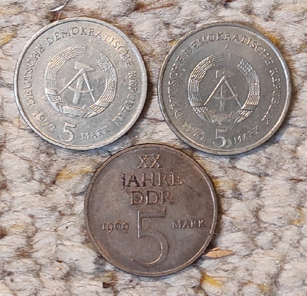  DDR kleines Münzlot mit 3 Münzen   
