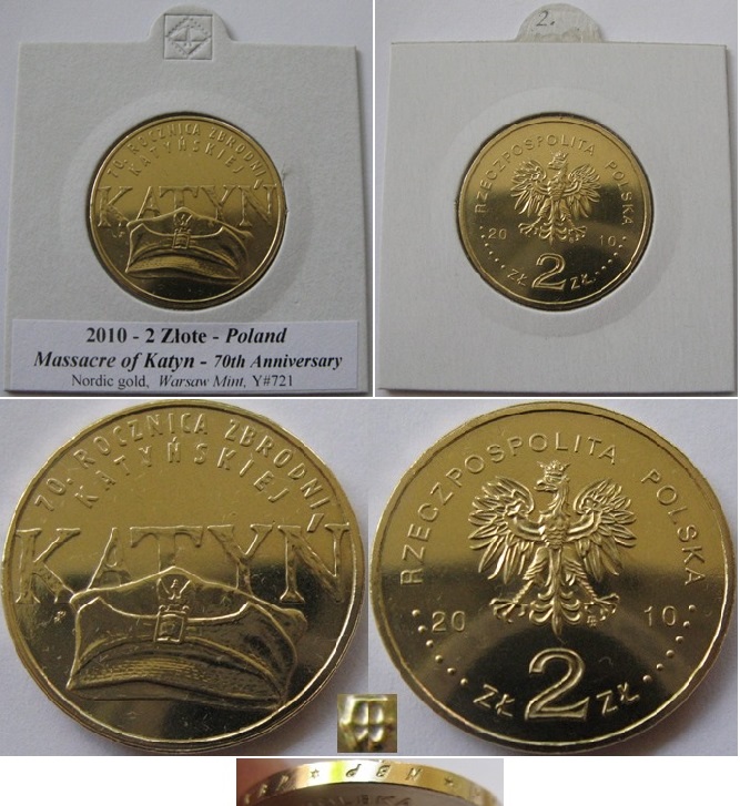  2010, Poland, 2 Złoty, 70th Anniversary of Massacre of Katyn (7.4.1940)   