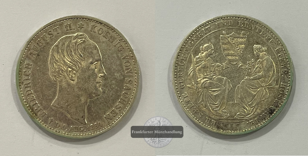  Sachsen Taler 1854 Friedrich August II. Auf den Tod  FM-Frankfurt Feinsilber: 16,7g   