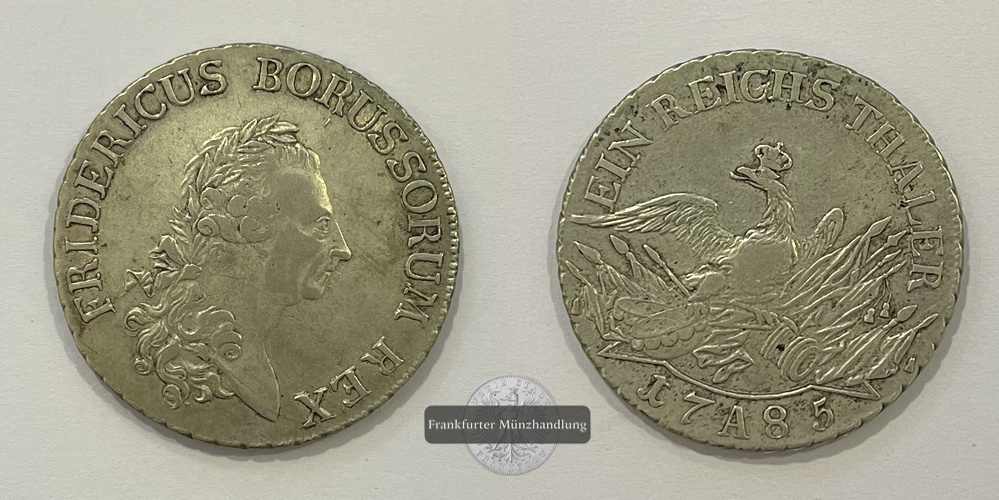  Preußen 1785 1 Reichsthaler  Frederick II (1740-1786) FM-Frankfurt KM#505 Feinsilber: 17,04g   