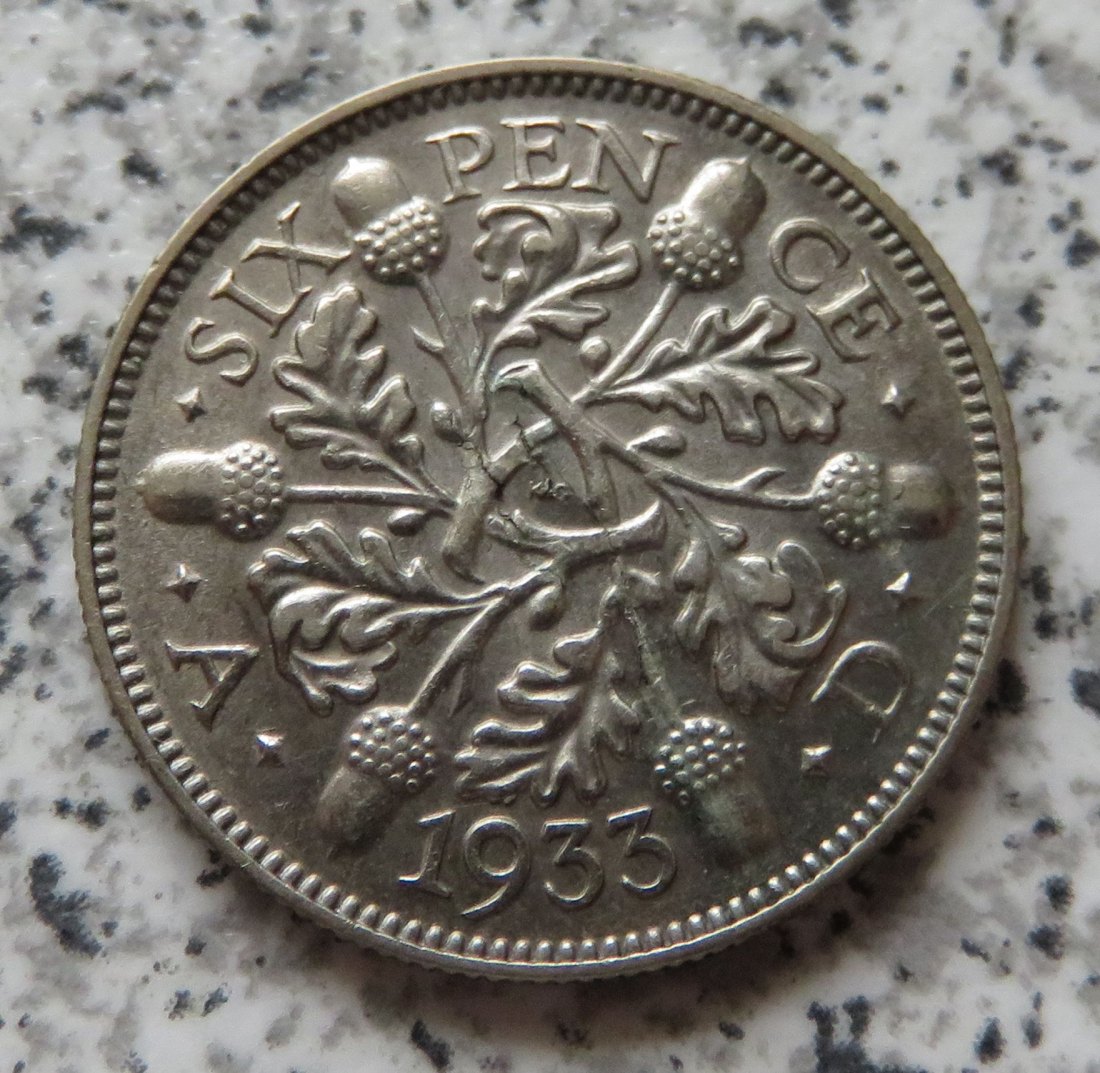  Großbritannien 6 Pence 1933, Erhaltung   