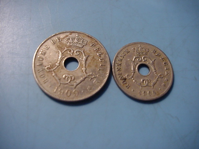  Belgien 25 C 1909 u.10 C.1904   
