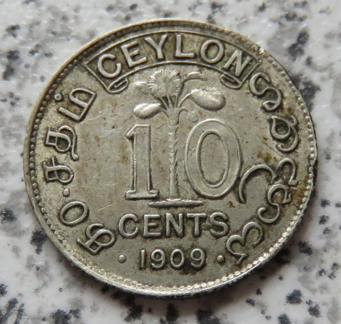  Ceylon 10 Cents 1909   