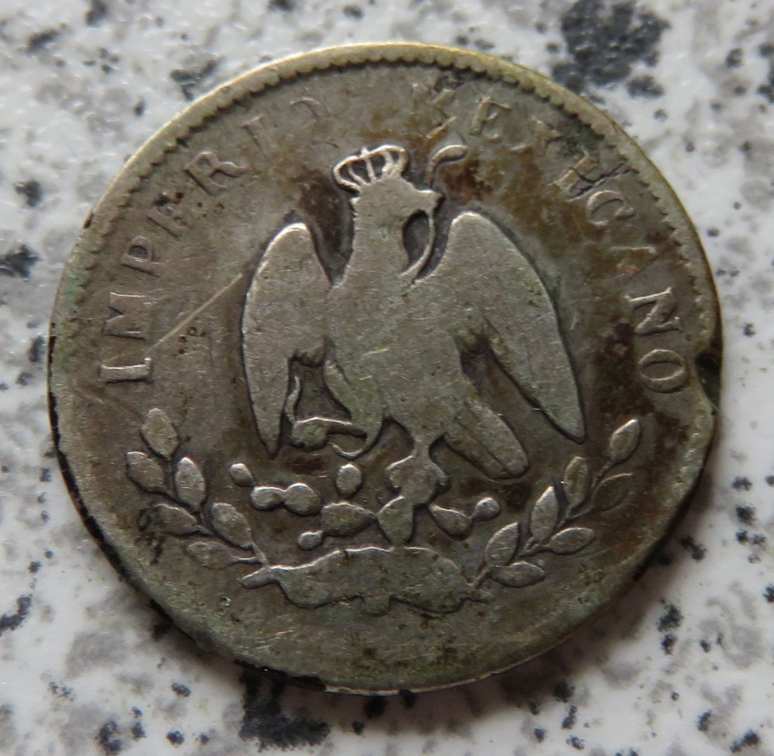  Mexiko 10 Centavos 1864 G, Auflage ca. 45.000, sehr selten   