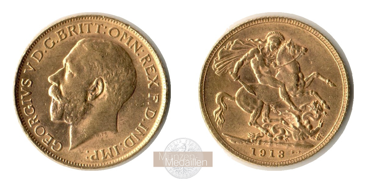  Australien 1 Sovereign George V 1913 (1911-1928) MM-Frankfurt KM#29 Feingold: 7,325g   
