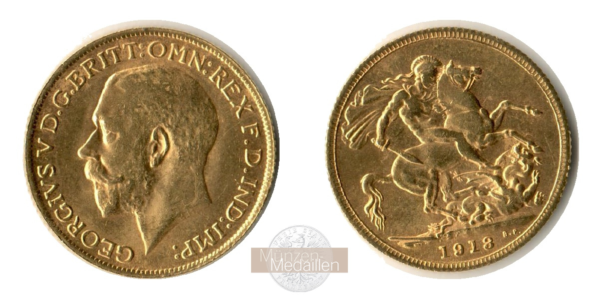  Australien 1 Sovereign George V 1913 (1911-1928) MM-Frankfurt KM#29 Feingold: 7,325g   
