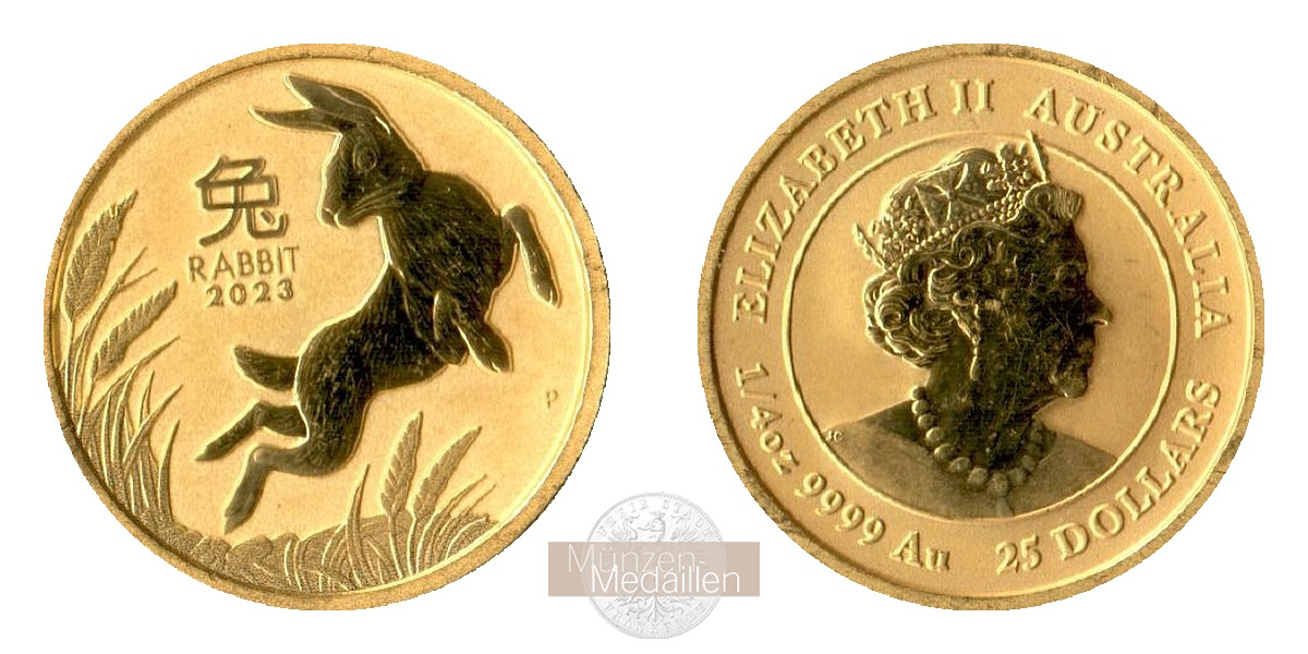 Australien  25 Dollar MM-Frankfurt Feingold: 7,78g Year of the Rabbit 2023 