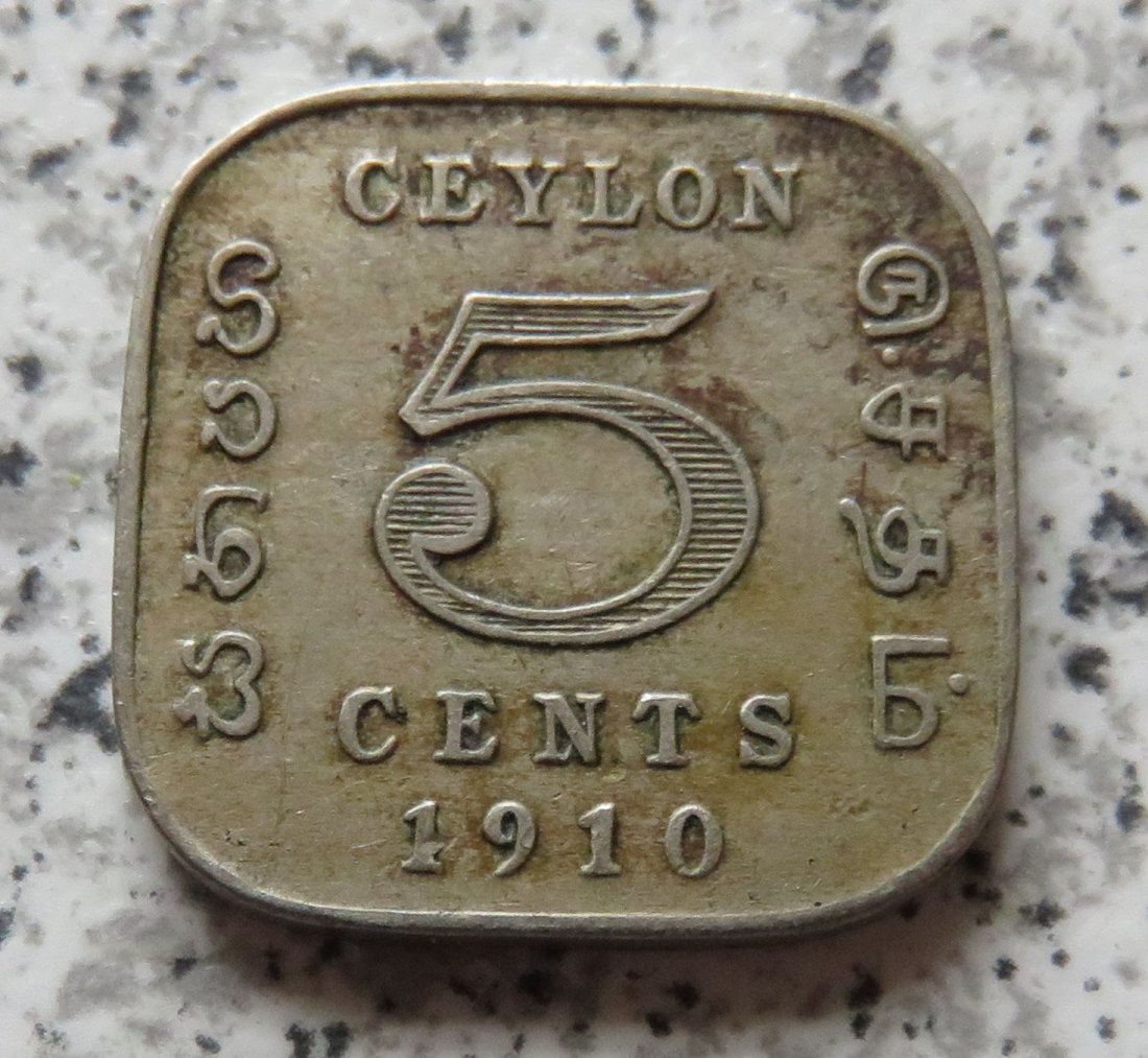  Ceylon 5 Cents 1910   