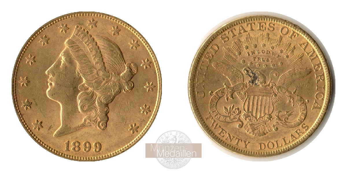 USA  20 Dollar MM-Frankfurt Feingold: 30,09g Double Eagle 1899 