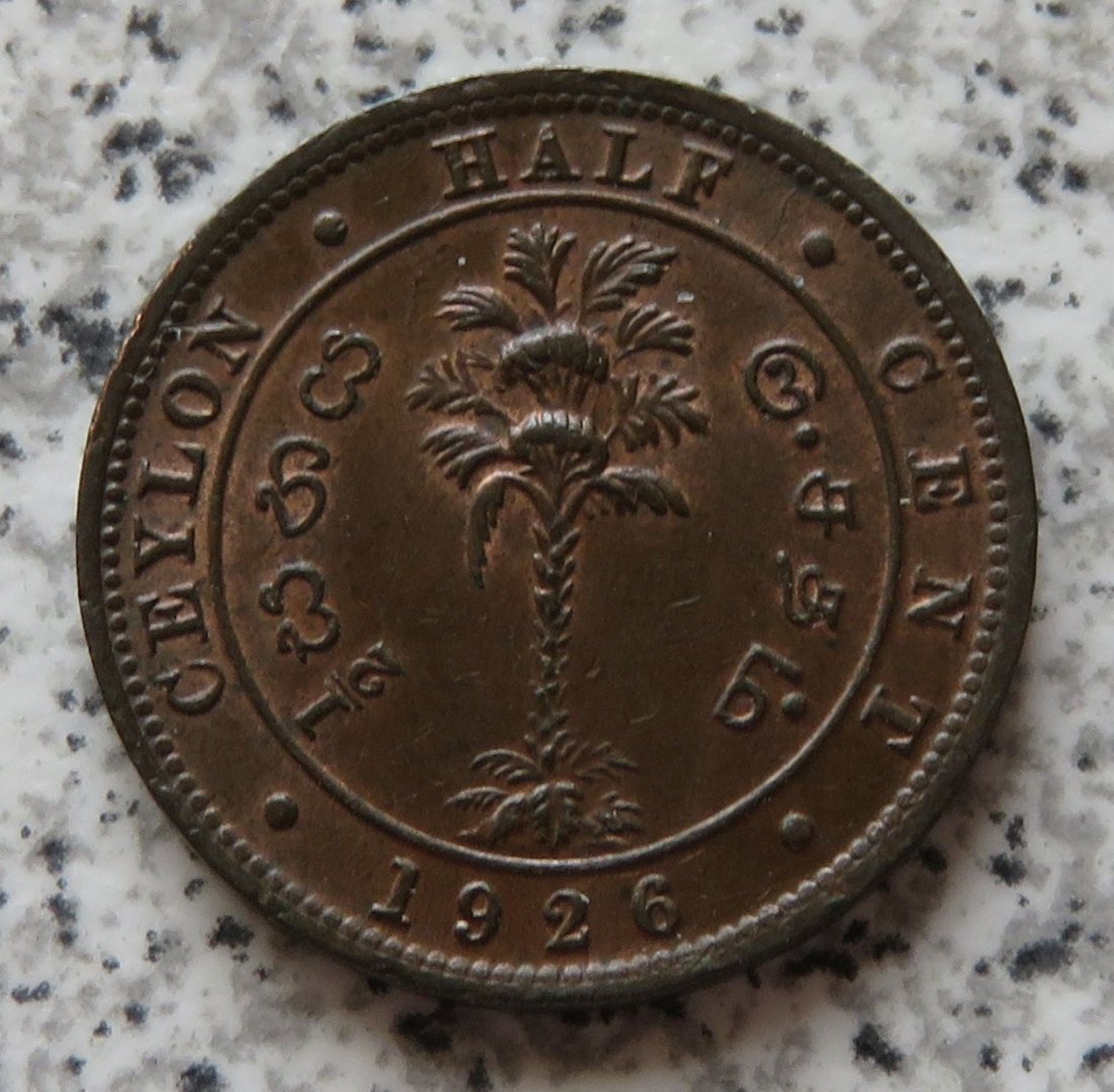  Ceylon 1/2 Cent 1926   