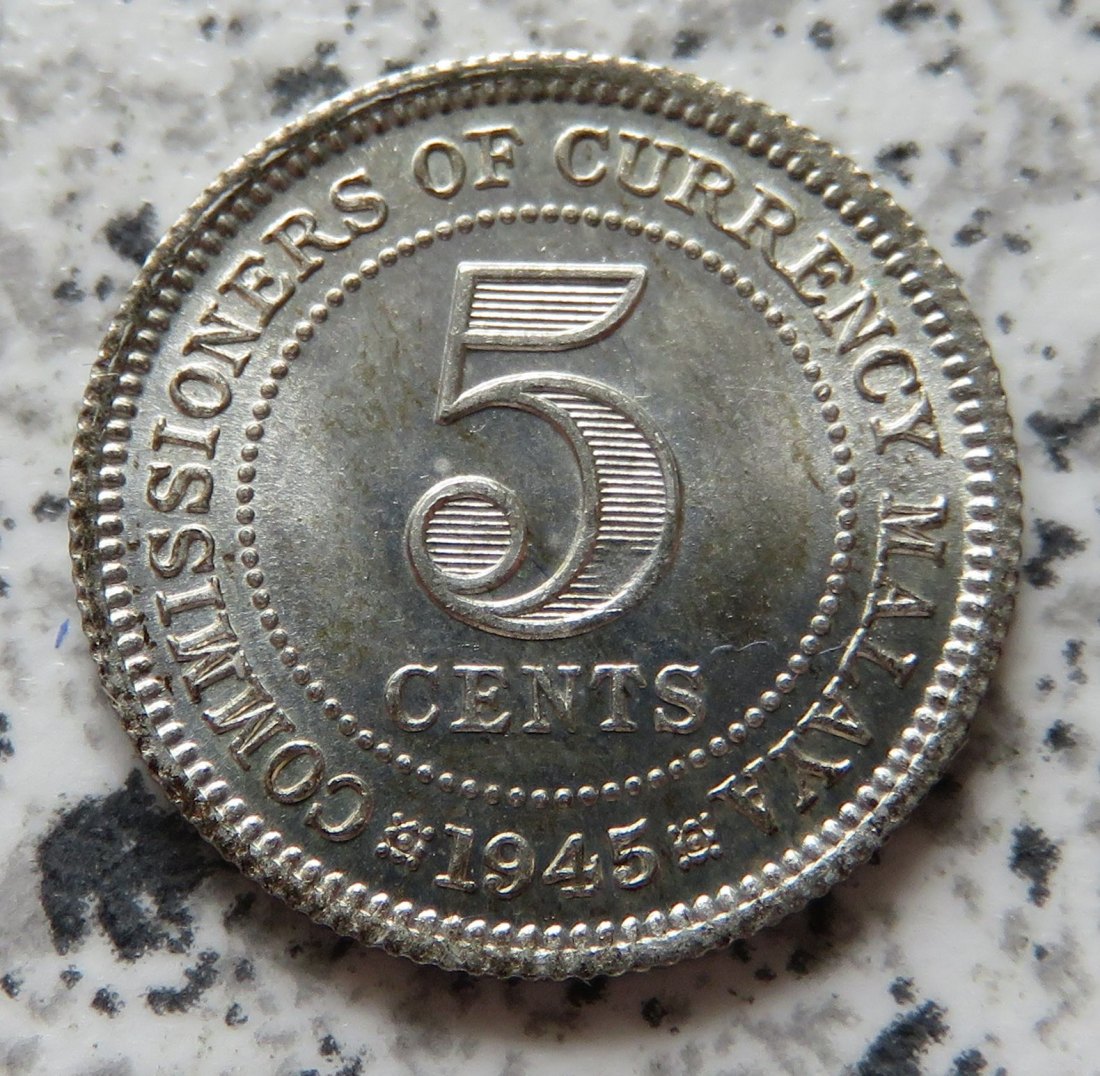  Malaysia 5 Cents 1945   