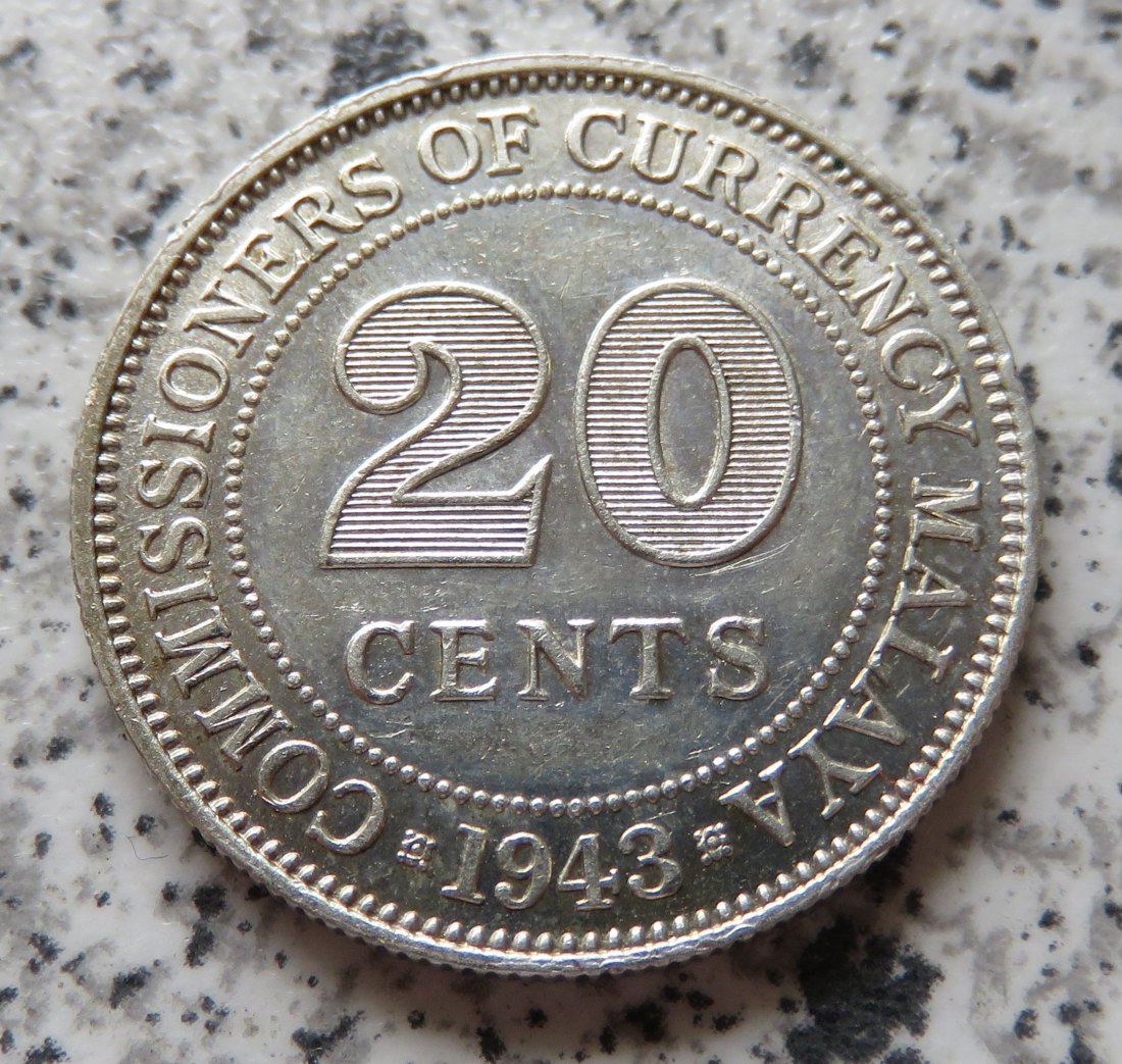  Malaysia 20 Cents 1943   