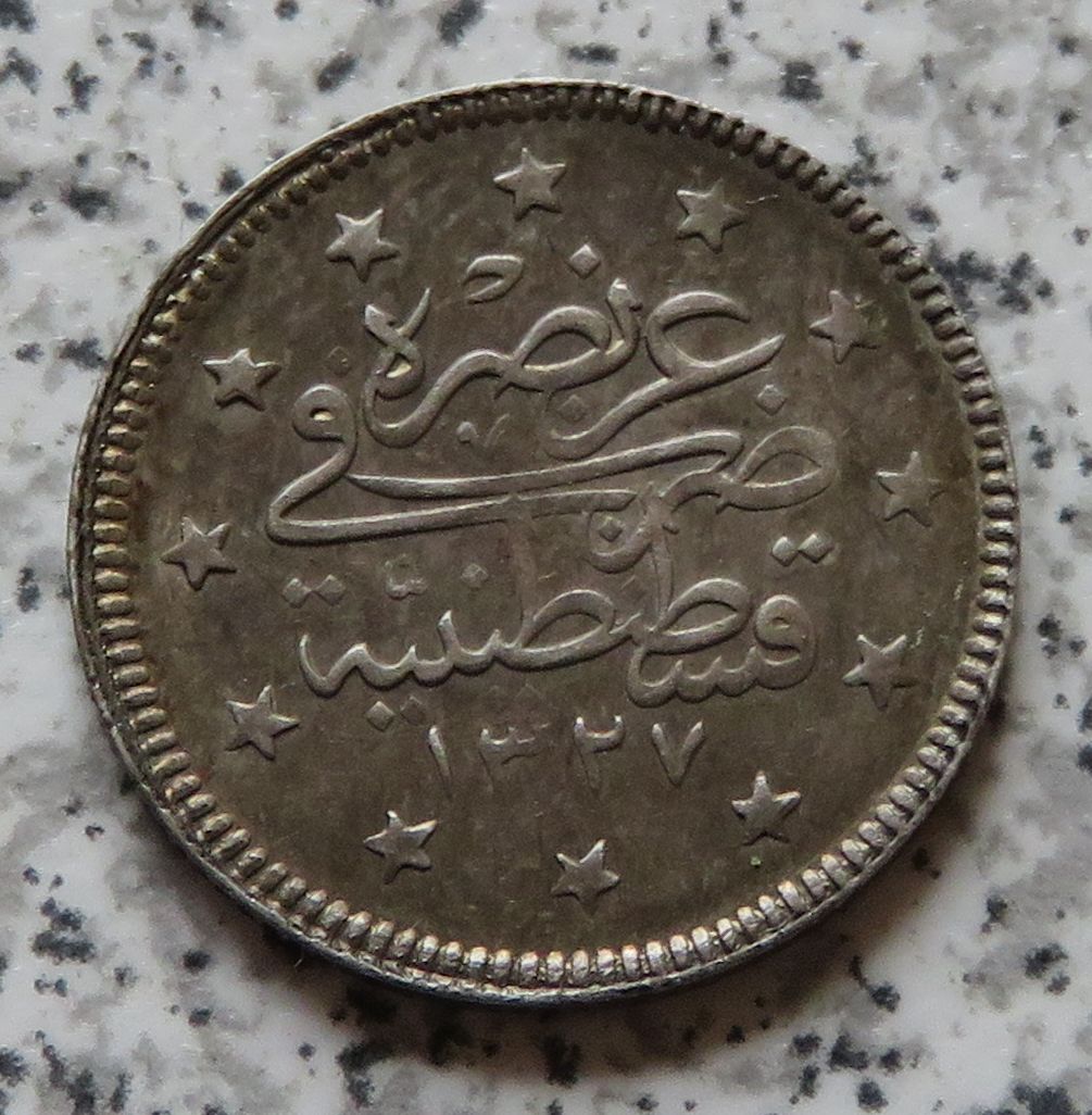  Türkei 2 Kurush AH1327/7 / Türkei 2 Kurush 1915, selten   