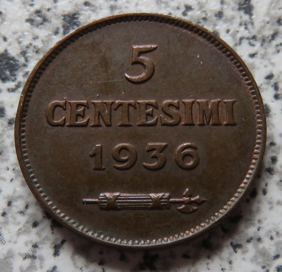  San Marino 5 Centesimi 1936   