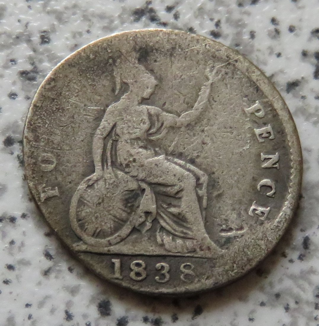  Großbritannien 4 Pence 1838, Belegstück   