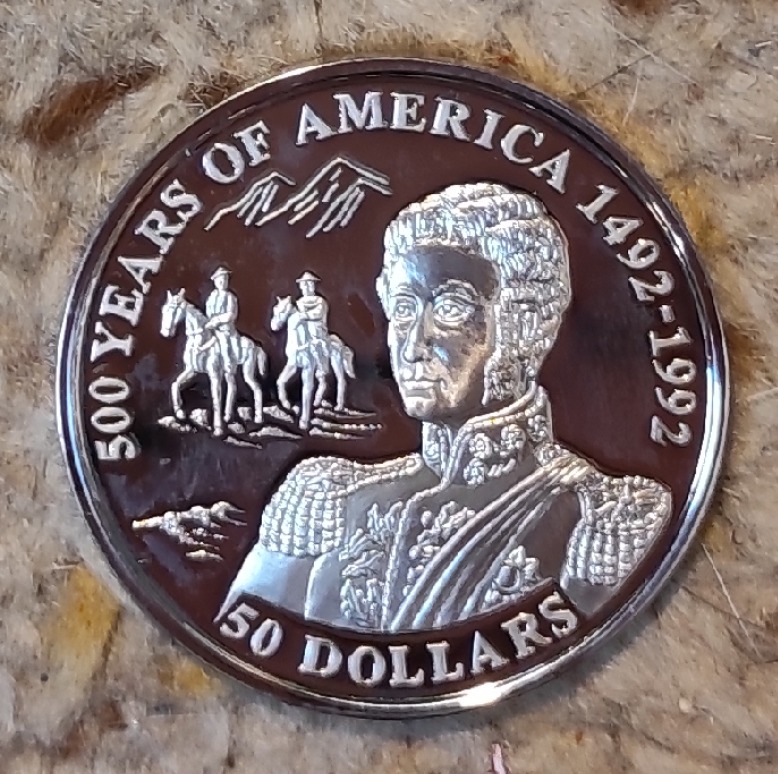  Cook Island 50 Dollar 1993, SILBER, 500. Jubiläum - Entdeckung Amerikas. José de San Martín   