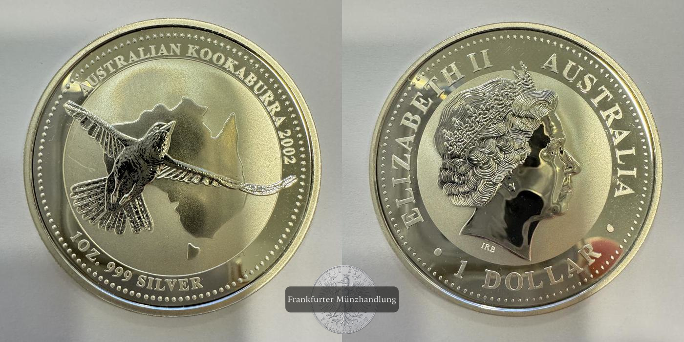  Australien 1 Dollar 2002 Kookaburra FM-Frankfurt KM#691.1 Feinsilber: 31,1g   