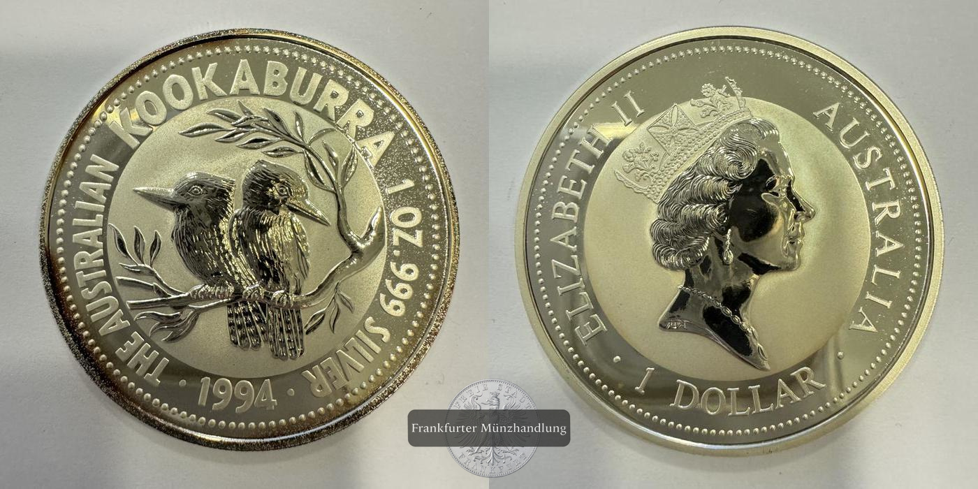  Australien 1 Dollar 1994 Kookaburra FM-Frankfurt KM#212 Feinsilber: 31,1g   