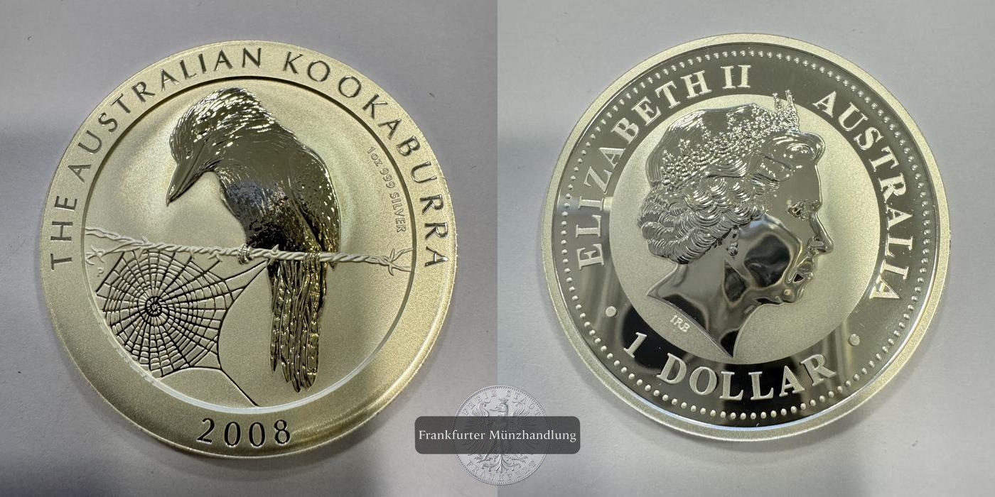  Australien 1 Dollar 2008 Kookaburra FM-Frankfurt KM#1760 Feinsilber: 31,1g   