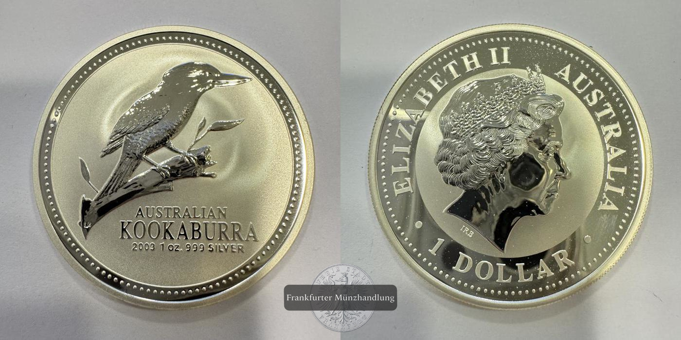  Australien 1 Dollar (Australian Kookaburra) 2003 FM-Frankfurt KM#666 Feinsilber: 31,1g   