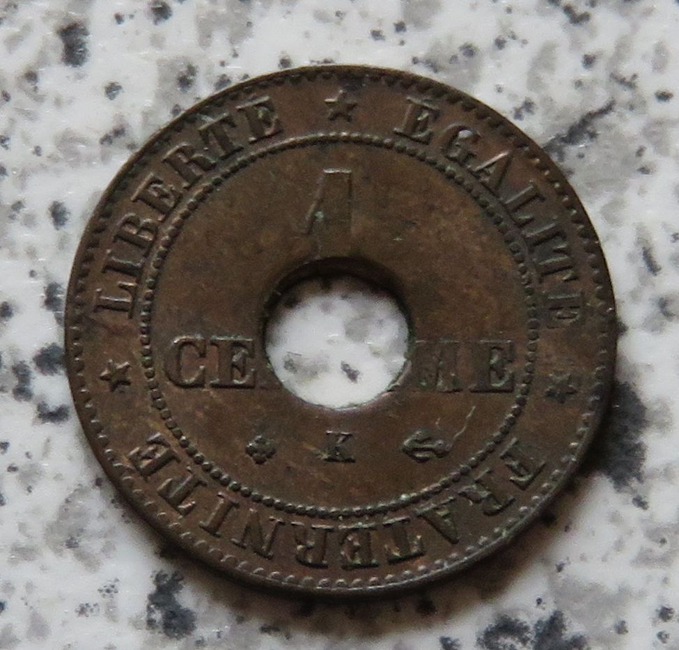  Französisch Cochin China 1 Sapeque 1875 K, sehr selten   