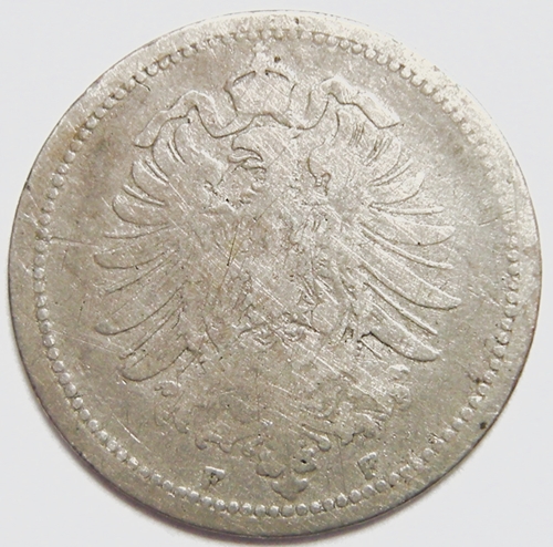  Kaiserreich, 20 Pfennig 1877 F, Jäger 5   
