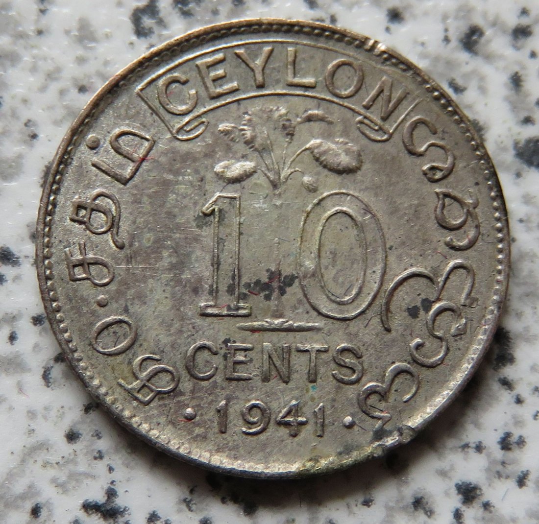  Ceylon 10 Cents 1941   