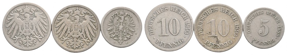  Deutsches Reich; Kaiserreich; Lot Kleinmünzen ( 3 Stück)   